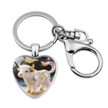 Portachiavi a cuore in argento con illustrazione zodiacale del bue e moschettone - Bue (XSWX9283-1)