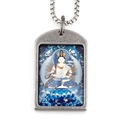 Vintage silver finish Manjusri Buddha Sinitic pendant with steel box chain - Pendant with Necklace / Akasagarbha