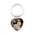 Herz-Schlüsselanhänger in Silber mit weißem Tiger und Goldwolken auf weißem Grund - Tiger (XSWX9284-3)