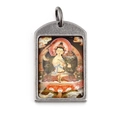 Vintage Mahakala protector pendant in distressed silver finish with Tibetan Thangka deity art - Pendant Only (Without Chain) / Manjusri
