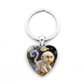 Detail of heart-shaped monkey zodiac keychain with golden cloud patterns and metal ring - Monkey (XSWX9284-9)