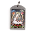 Retro stainless steel necklace with color pendant of Buddhist deity on white elephant - Pendant Only (Without Chain) / Samantabhadra