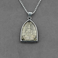 Collana con ciondolo Buddha tailandese retrò in acciaio al titanio argento e oro per uomo - Ciondolo Buddha Vairocana Con Catena