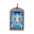 Vintage Mahakala Buddhist Thangka pendant necklace in silver-tone stainless steel - Pendant Only (Without Chain) / Mahasthamaprapta
