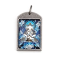 Vintage Mahakala Thangka pendant necklace in antique silver steel with colorful Buddha motif - Pendant Only (Without Chain) / Vairochana