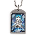 Retro titanium steel necklace with rectangular zodiac Mahakala pendant for men - Pendant with Necklace / Vairochana