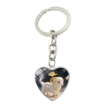 Porte-clés en métal argenté avec pendentif en cœur illustré d'un joli mouton blanc - Mouton