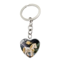 Porte-clés créatif en forme de cœur avec pendentif cheval blanc et métal poli brillant - Cheval
