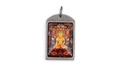 Retro Thangka style Mahakala pendant with vintage metal frame and colorful Buddhist art - Pendant Only (Without Chain) / Amitabha