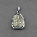Pendentif religieux rétro pour homme en argent et or avec gravure de Bouddha détaillée - Pendentif Samantabhadra Uniquement (Sans Chaîne)