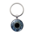 Blue evil eye keychain with silver metal ring and glass cabochon iris pendant - Evil Eye Style (XSWX9226-11)