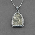 Collier vintage avec pendentif créature mythique bicolore et chaîne box robuste - Pendentif Pi Xiu Avec Chaîne