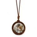 Collier pendentif en bois Sainte Famille avec cordon marron pour cadeau de Noël - Sainte Famille E (XSWX9269-6)