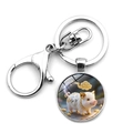 Creative keychain featuring a Chinese zodiac pig glass pendant with lobster clasp and ring - Pig (XSWX9289-12)