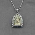 Chaîne box en argent avec pendentif bouddhiste en forme de bouclier divinité Mahakala - Pendentif Mahakala Uniquement (Sans Chaîne)