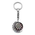 Dartboard keychain with a rotating silver crescent moon frame and colorful round pendant - High Transparency Resin Color Style (XSWX9255-9)