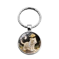 Portachiavi in metallo con tigre bianca e illustrazione 3D su anello d'argento - Tigre (XSWX9287-3-虎)
