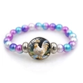 Détail du bracelet perlé avec pendentif du zodiaque coq et perles dégradées violet bleu - Coq (XSWX9296-10-Coq)