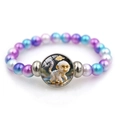 Détail du pendentif singe du zodiaque sur un bracelet de perles irisées multicolores - Singe (XSWX9296-9-Singe)