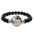 Bracelet élastique en perles noires avec pendentif en verre zodiaque bœuf et métal - Zodiaque - Boeuf
