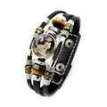 Multilayer leather bracelet with zodiac tiger charm and vintage punk metal accents - Tiger Style (XSWX9297-3-Tiger)