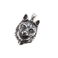 Pendentif tête de loup en acier vintage avec troisième œil bleu pour collier hip hop - Œil Gris Clair Pendentif Seul (Sans Chaîne)