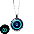 Lichtgevende power-symbool hanger ketting met zilveren legering en blauw lichteffect - Zilver (S10164)