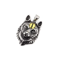 Pendentif tête de loup en acier titane rétro avec œil en pierre verte pour hommes - Œil Jaune Clair Pendentif Seul (Sans Chaîne)