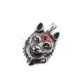 Pendentif tête de loup rétro argenté avec un détail d'œil rouge saisissant - Œil Rond Rouge Pendentif Seul (Sans Chaîne)