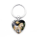 Zodiac horse keychain with heart-shaped pendant featuring white horse and golden details - Horse (XSWX9284-7)