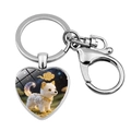 Silver heart-shaped keychain with cute dog illustration and sturdy lobster clasp - Dog (XSWX9283-11)