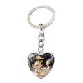 Porte-clés en forme de cœur argenté avec illustration mignonne de dragon du zodiaque chinois - Dragon