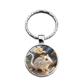 Portachiavi segno zodiacale topo in metallo argento con decorazioni floreali e vetro - Topo (XSWX9287-1-鼠)