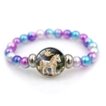 Bracelet en perles irisées avec pendentif cheval blanc et accents métalliques - Cheval (XSWX9296-7-Cheval)