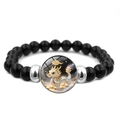 Bracelet élastique en perles noires avec pendentif dragon du zodiaque chinois en verre - Zodiaque - Dragon