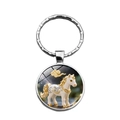 Porte-clés cheval blanc créatif avec crinière dorée et anneau en métal argenté poli - Signe du Zodiaque Cheval (XSWX9287-7-Cheval)
