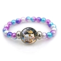 Bracelet en perles dégradées violettes avec un joli pendentif de cochon doré du zodiaque - Cochon (XSWX9296-12-Cochon)