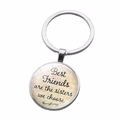 Detail of Best Friends keychain with vintage style pendant and emotional quote - Best Friends are the sisters we choose Style (XHYSK0992-8)