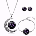 Set gioielli quattro pezzi argento zodiaco Gemelli con ciondolo a luna e gemme di vetro - Gemelli (XHTZ0187)