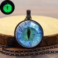 Blaues Drachenauge leuchtende Halskette mit Vintage schwarzer Kette im dunklen Licht - Black (YG0015)