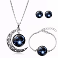 Vue détaillée de la parure de bijoux Capricorne avec collier lune et bracelet argenté - Capricorne (XHTZ0190)
