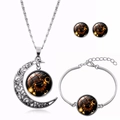 Détail de la parure bijoux signe Lion avec collier lune, bracelet et boucles d'oreilles - Lion (XHTZ0191)