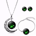 Ensemble détaillé collier, bracelet et boucles d'oreilles signe Bélier en métal argenté et verre - Bélier (XHTZ0194)