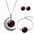 Ensemble détaillé de bijoux zodiaque Vierge en argent avec collier lune et boucles d'oreilles - Vierge (XHTZ0195)