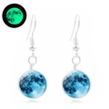 Detalle de pendientes de luna galaxia con colgantes de cristal con brillo verde nocturno - Nebulosa Azul (YG0277-2)
