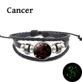 Bracelet Cancer lumineux multicouche en cuir tressé pour couples de couleur noire - Cancer - Lumineux