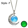 Luminous moon pendant necklace showing daytime blue glow and nighttime green light effect - Yg0338-7