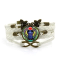 Mehrlagiges Retro-Lederarmband mit ägyptischem Skarabäus-Juwel und Unendlichkeitssymbol - Weiß