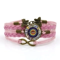 Bracciale vintage multistrato intrecciato con gemma di tarocchi, farfalla e simbolo infinito - Rosa