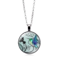 Dettaglio della collana colibrì d'argento con un ciondolo cabochon in vetro vintage - Argento